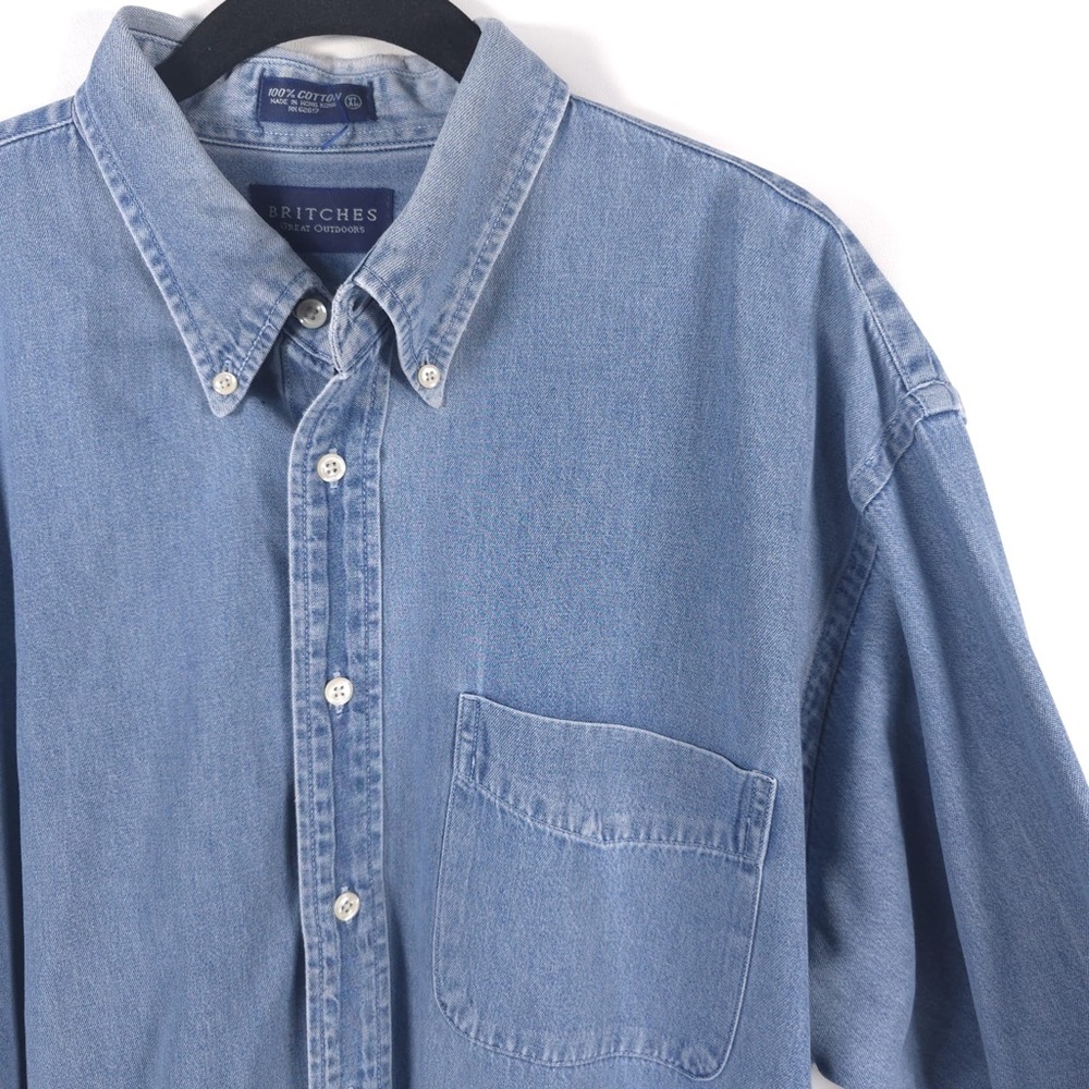 BRITCHES GREAT OUTDOORS HONG KONG🇭🇰MADE DENIM Button Down LS Shirt Size XL